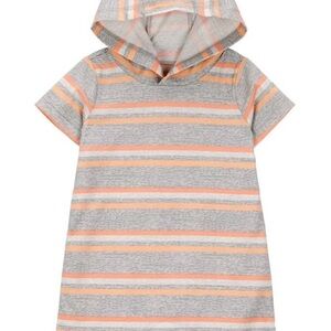 Carter's Kids Hooded Onesie with Gray and Orange Stripes